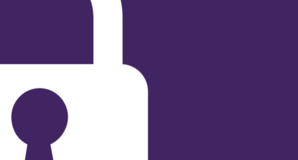 White padlock icon on a solid purple background.