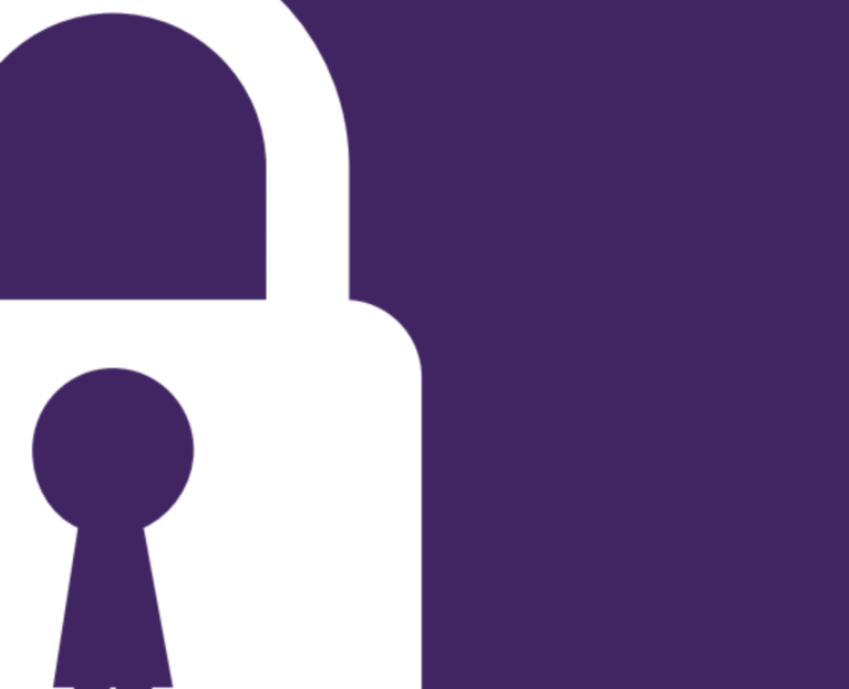 White padlock icon on a solid purple background.