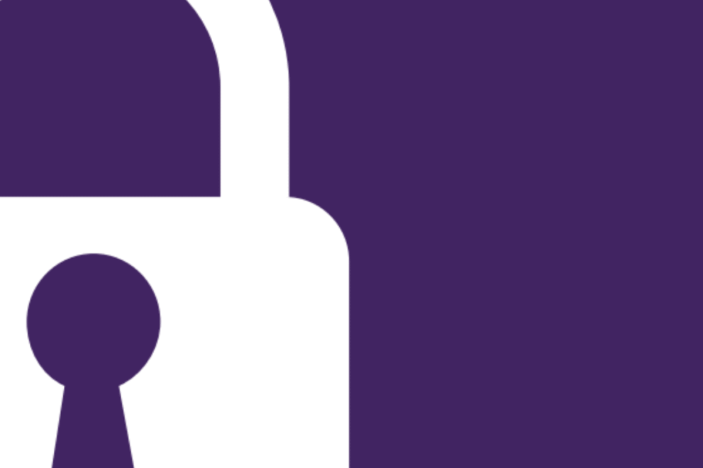 White padlock icon on a solid purple background.
